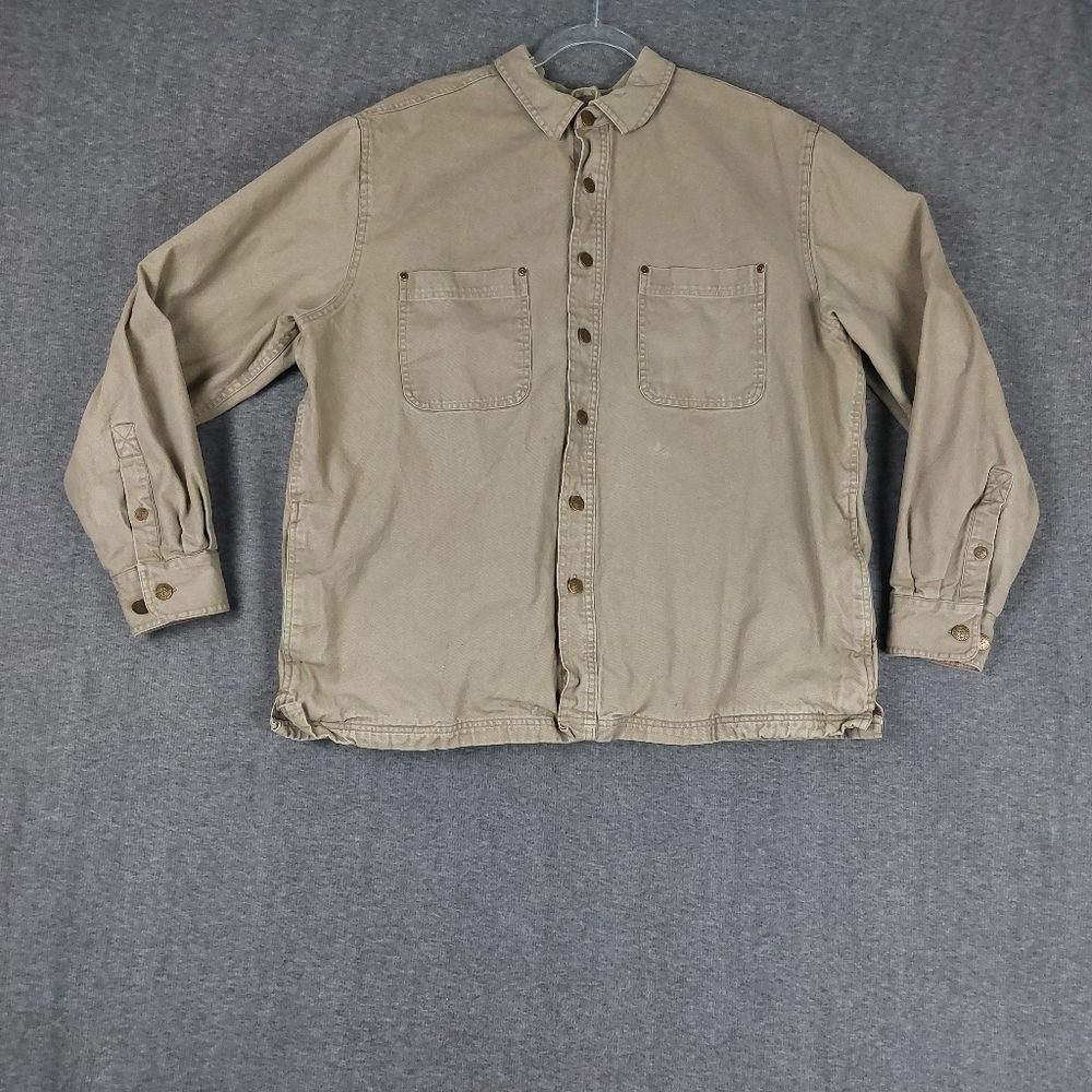 NORTHEAST OUTFITTERS MENS TAN FLANNEL BLANKET LINED SHACKET JACKET CHORE COAT L